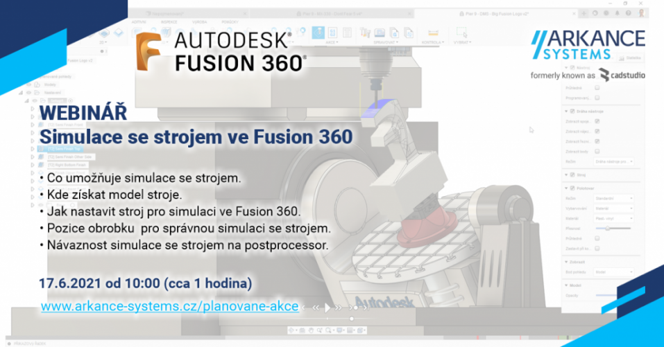 Online školení - Simulace se strojem ve Fusion 360 - přístup k záznamu přednášky